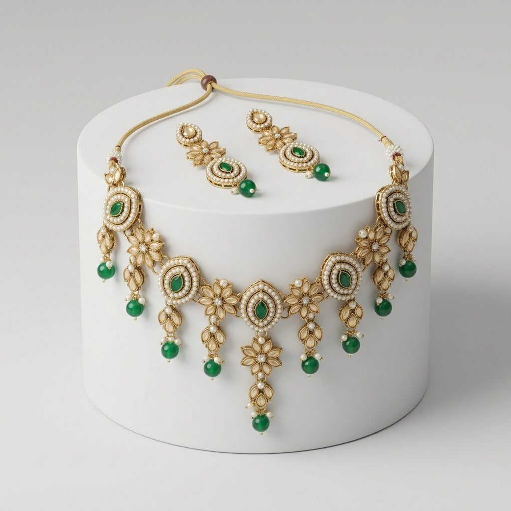 Emerald Kundan Set