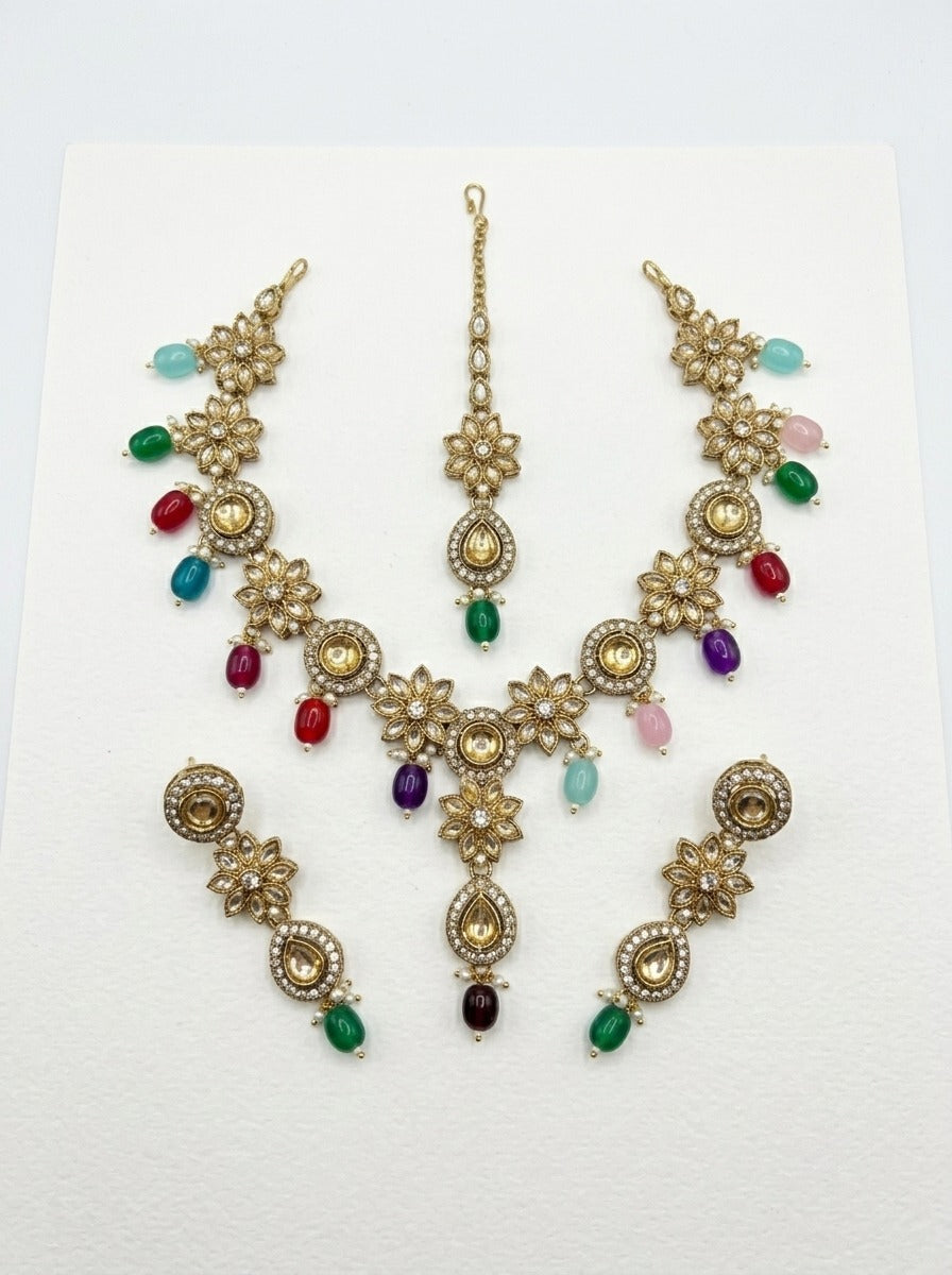 Rangriti Pearl Kundan Choker Set