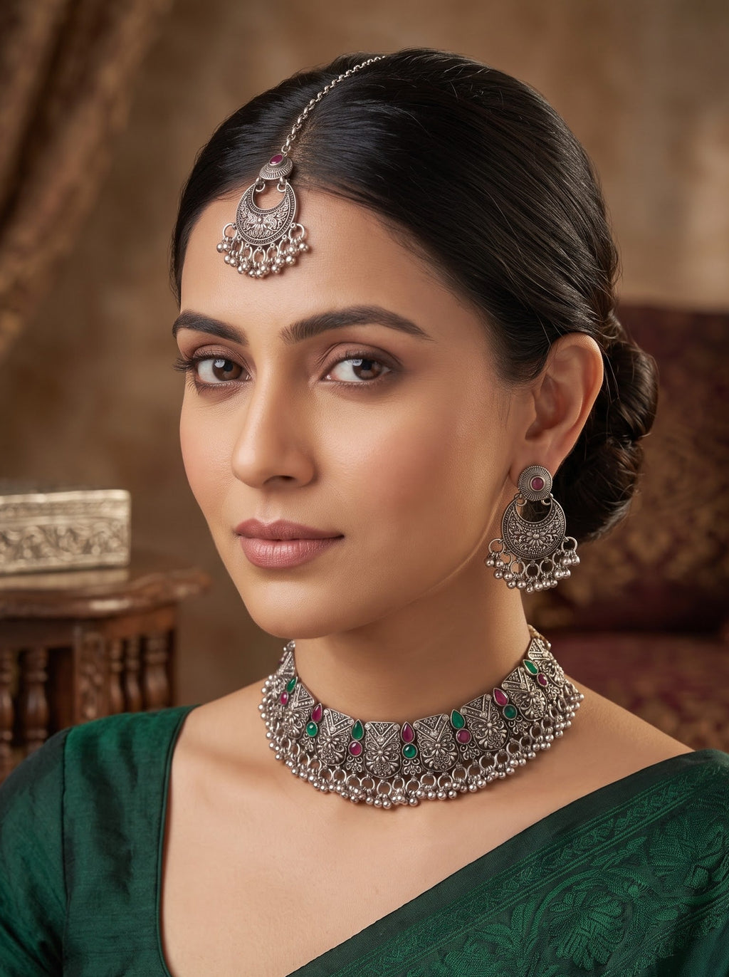 Kavishae Astera Oxidised Choker Set