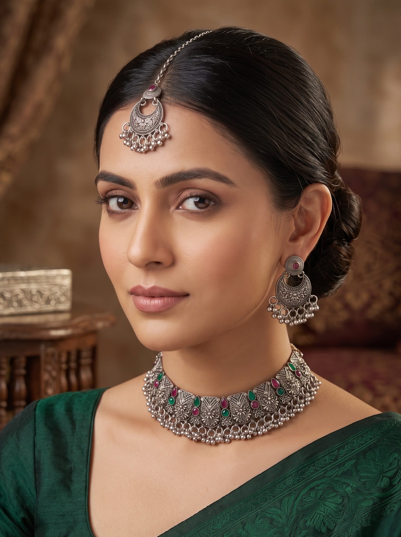 Kavishae Astera Oxidised Choker Set