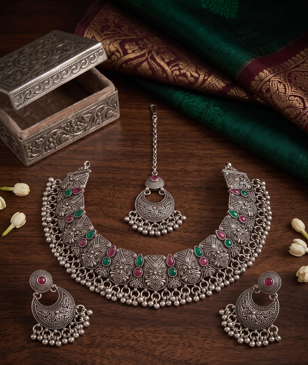Kavishae Astera Oxidised Choker Set