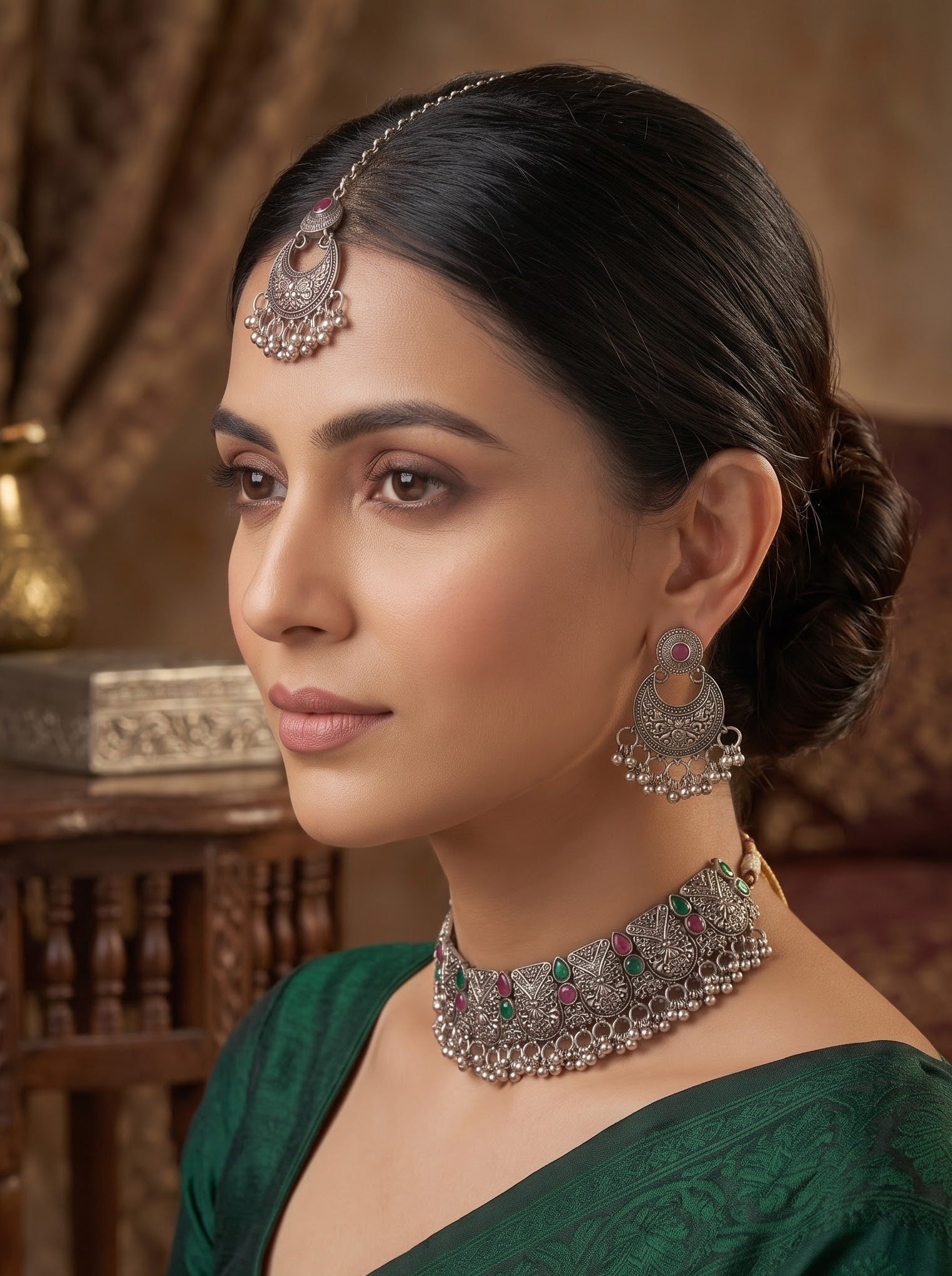 Kavishae Astera Oxidised Choker Set