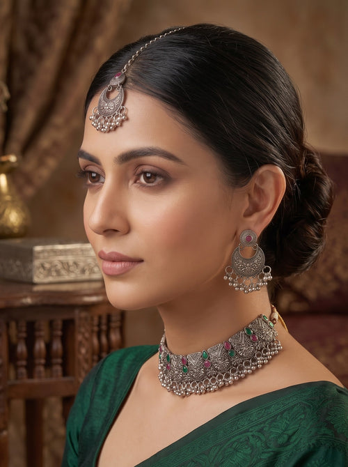 Kavishae Astera Oxidised Choker Set