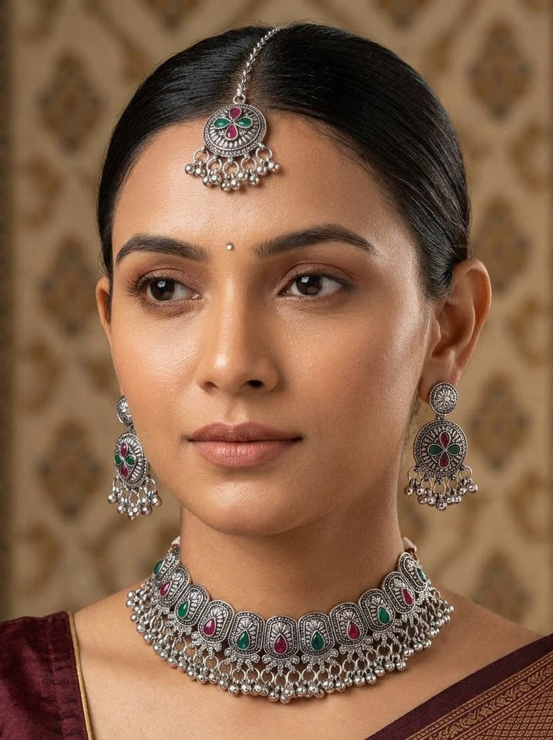 Kavishae Kaira Oxidised Choker Set